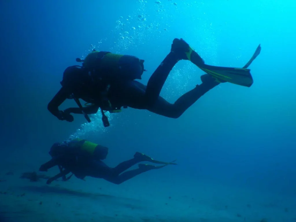 dos personas haciendo submarinismo